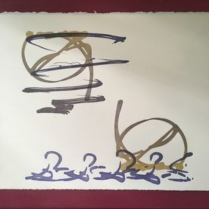 Olive Green and Purple Abstract Wall Art